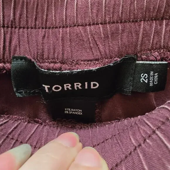 Torrid maroon acid wash cargo lounge pants elastic waistband drawstring size 2S - Picture 2 of 12